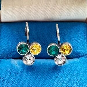 Sabika-Inspired Green, Yellow and Clear Crystal Earrings - NWT